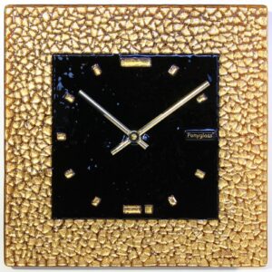 il_fullxfull.2916852297_jj1s.jpg Handmade Art Glass gold mosaic wall clock Golden Quadrat by Ponyglass