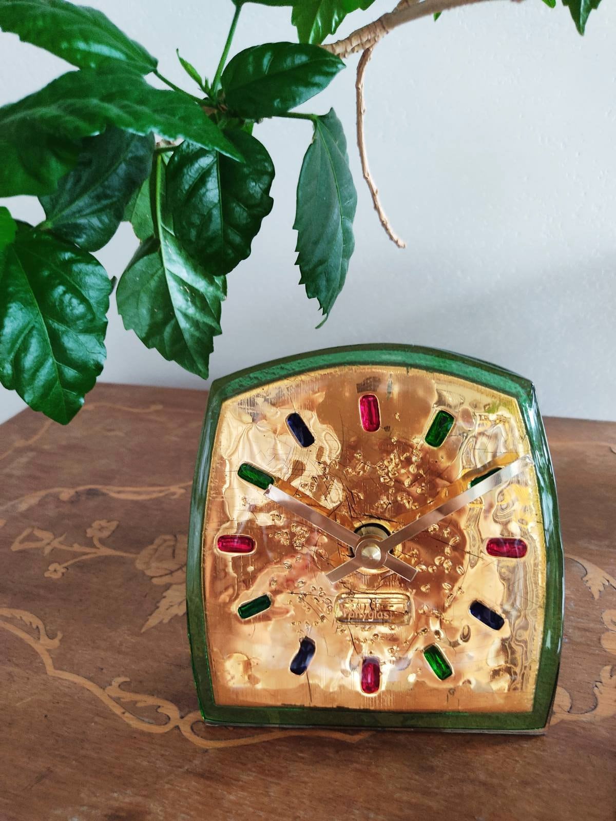 Art Glass fused table top clock Recollection about Venice
