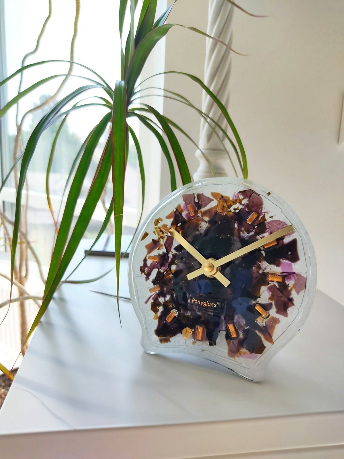 Stained Glass home decor fused table top clock Spring