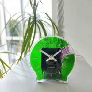 il_fullxfull.3284662252_3lls.jpg Art Glass home decor fused table top clock Spring