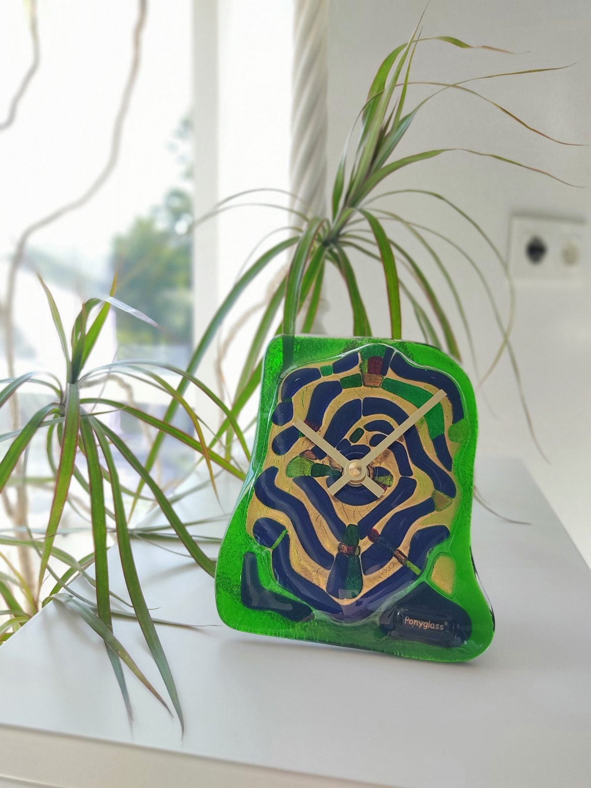 Stained Glass fused table top clock Recollection about Vienna - Image 3