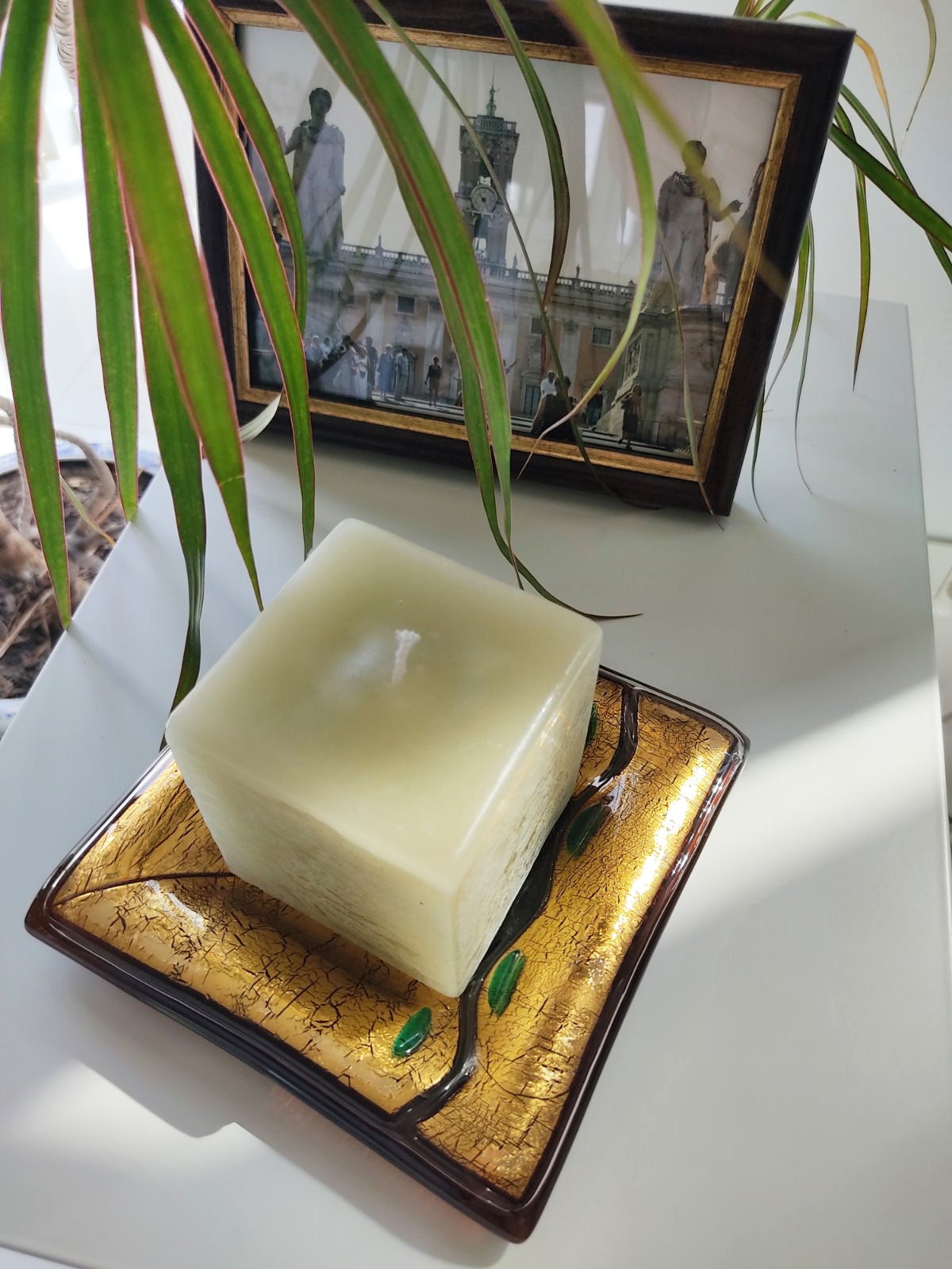 Art Glass home decor fused table top candle-holder Recollection about Milan