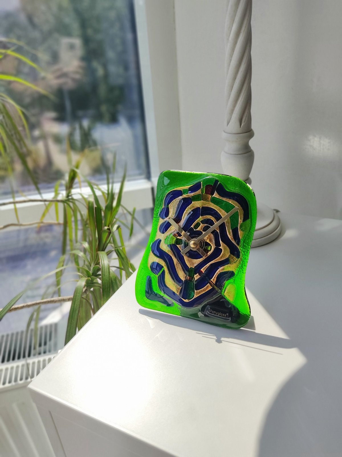 Stained Glass fused table top clock Recollection about Vienna - Image 8