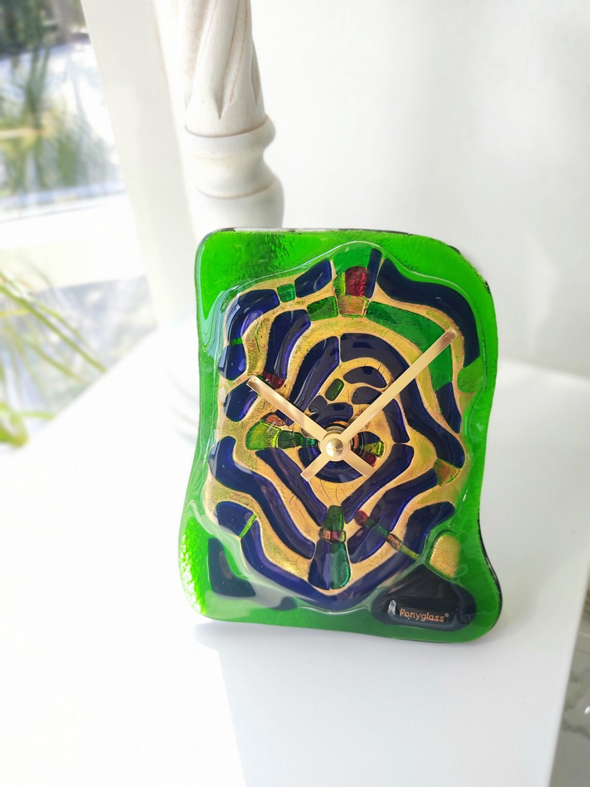 Stained Glass fused table top clock Recollection about Vienna - Image 4