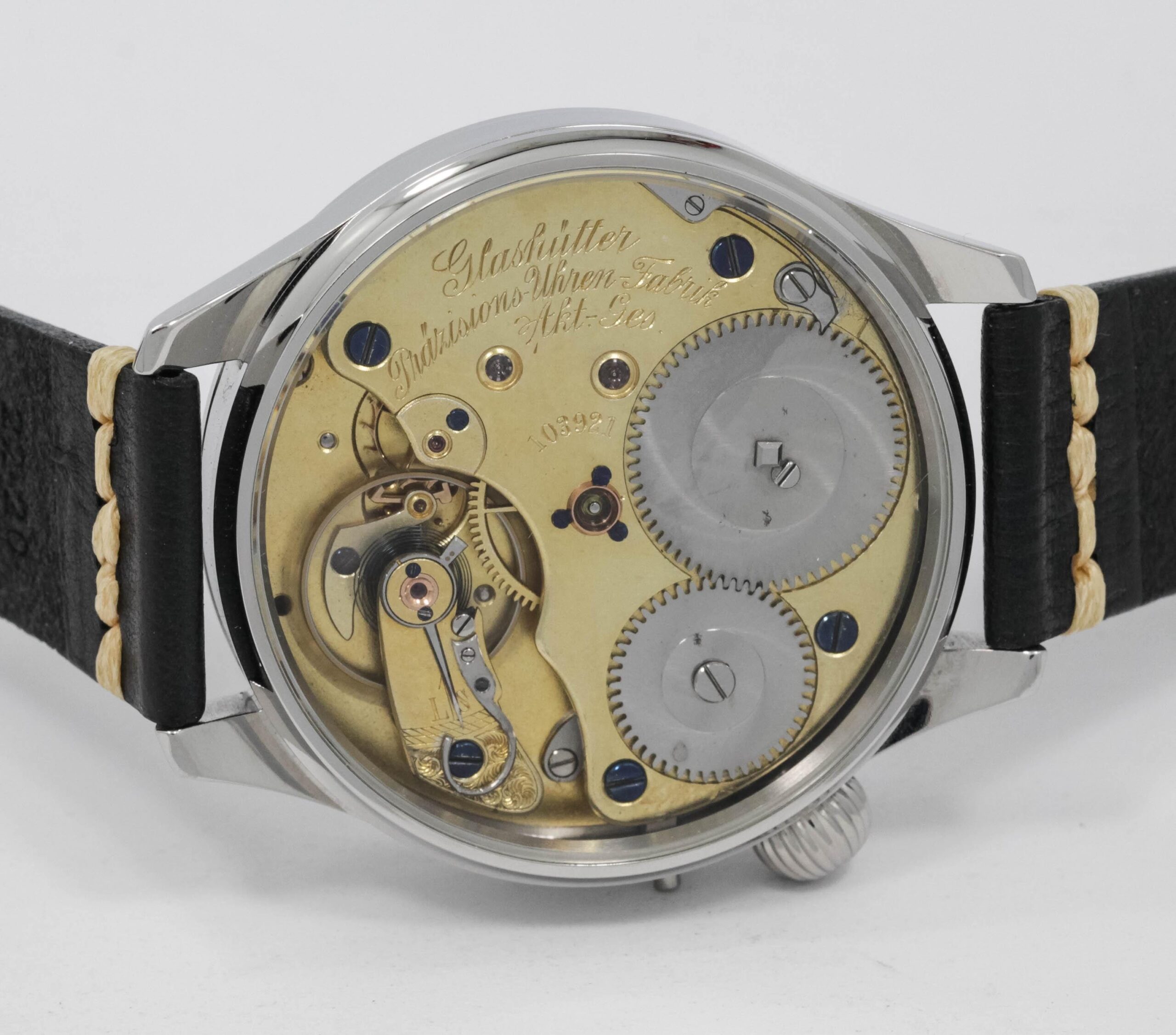Early 1900s Glashütter Präzisions-Uhren-Fabrik high grade pocket watch movement+ new stainless steel case - Image 6
