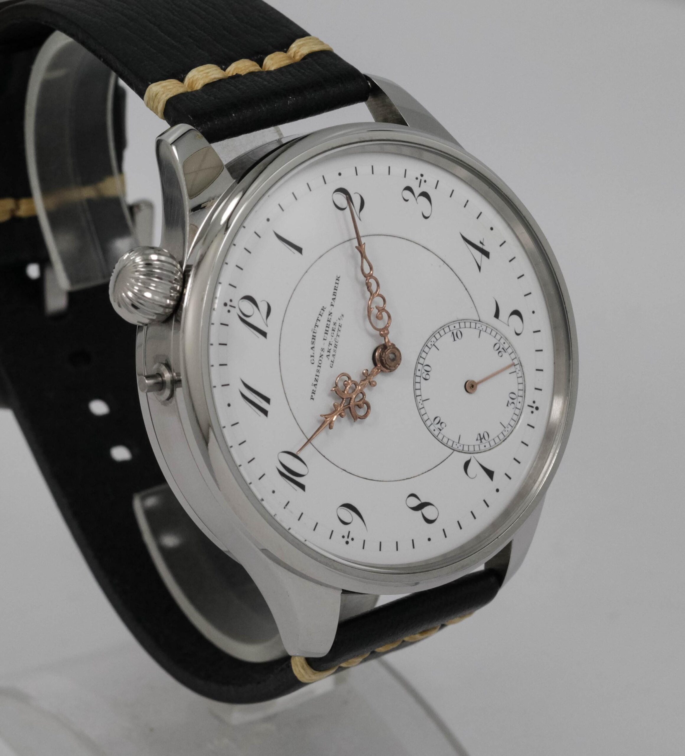 Early 1900s Glashütter Präzisions-Uhren-Fabrik high grade pocket watch movement+ new stainless steel case - Image 3
