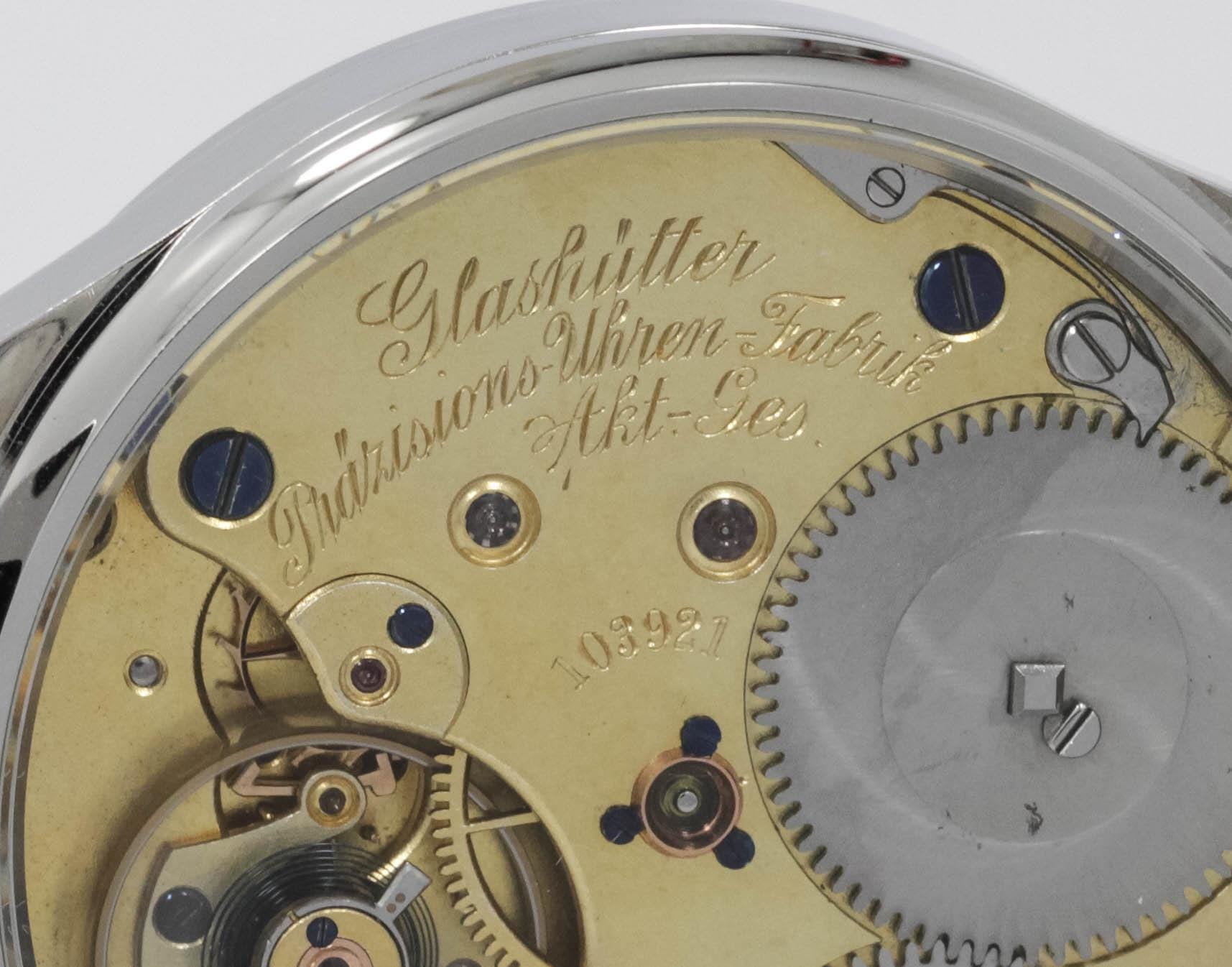 Early 1900s Glashütter Präzisions-Uhren-Fabrik high grade pocket watch movement+ new stainless steel case - Image 8