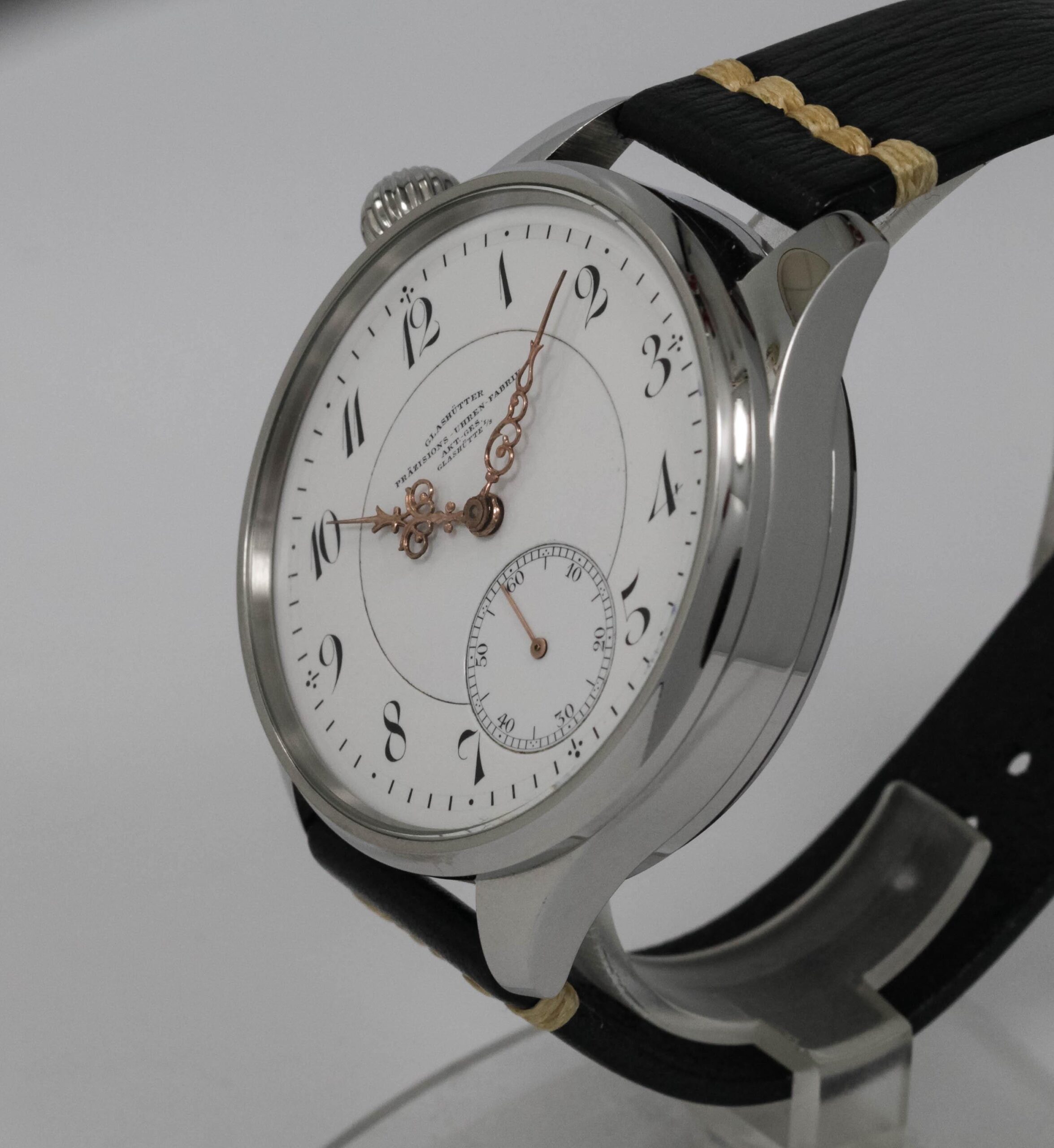 Early 1900s Glashütter Präzisions-Uhren-Fabrik high grade pocket watch movement+ new stainless steel case - Image 2