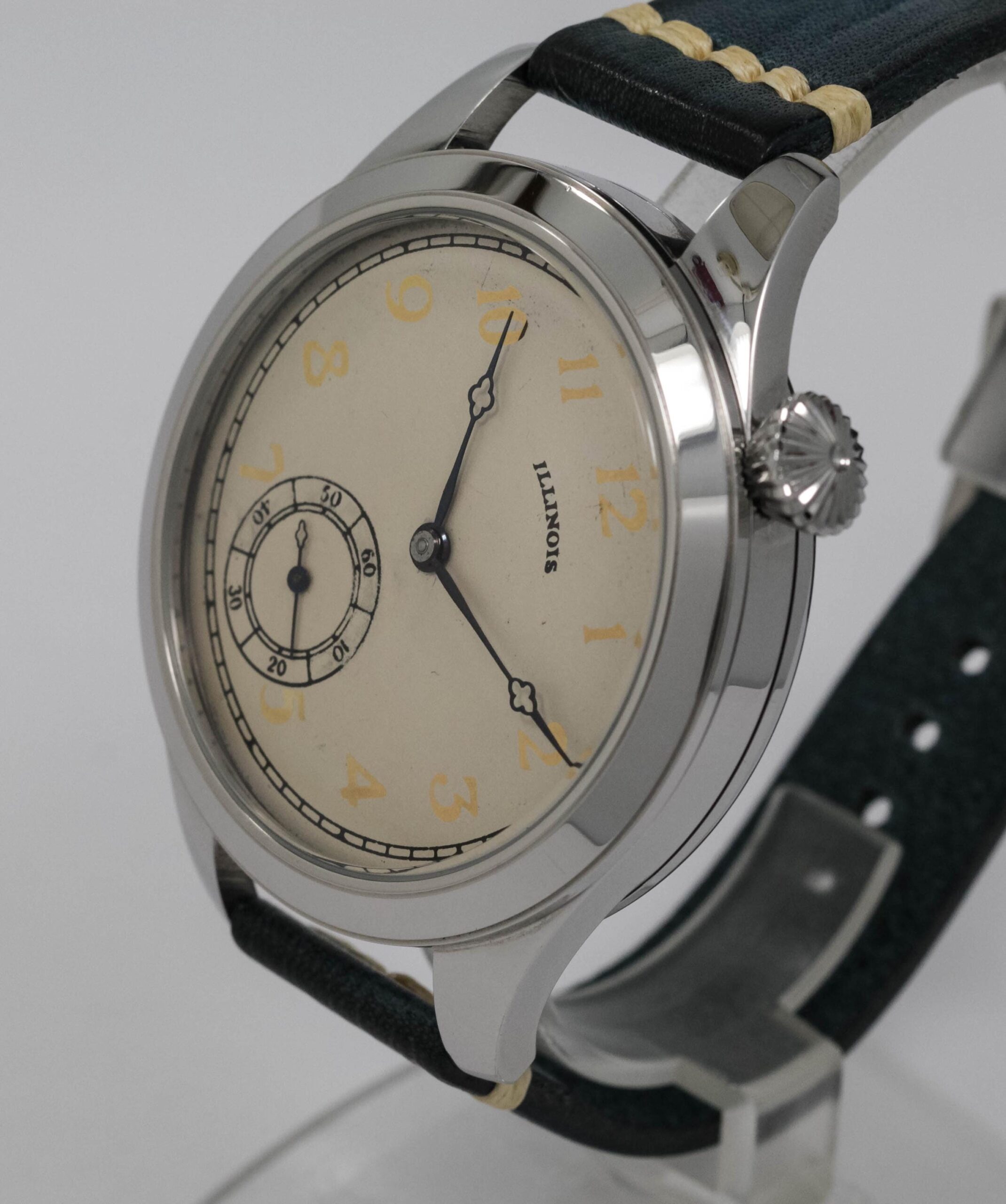 Illinois Watch USA early 1900s marriage men's watch Mechanical Movement, Metal Dial, Steel Case, Gift for Men's
