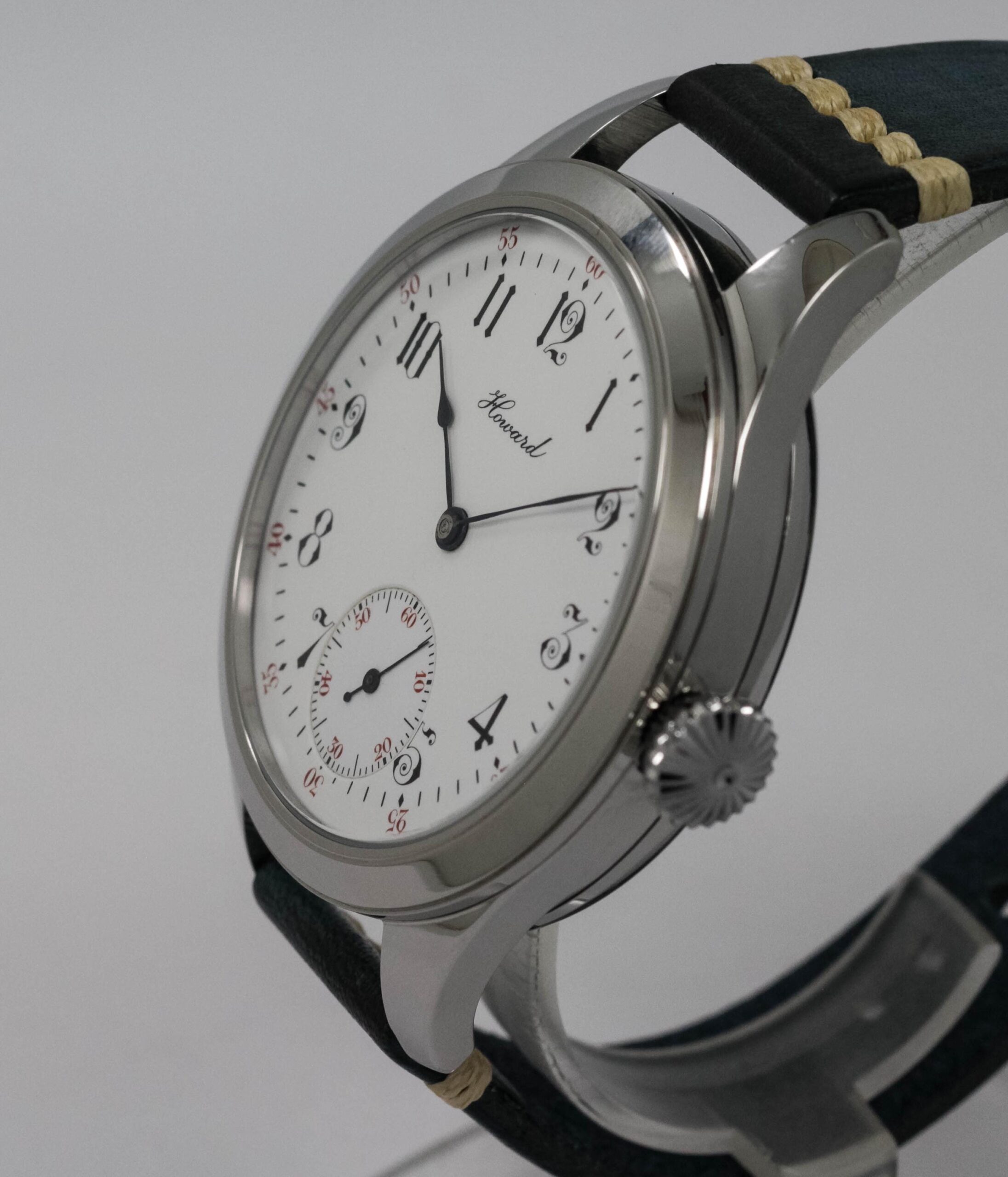 Howard Watch USA early 1900s marriage men's watch Mechanical Movement, Enamel Dial, Steel Case, Gift for Men's - Image 2