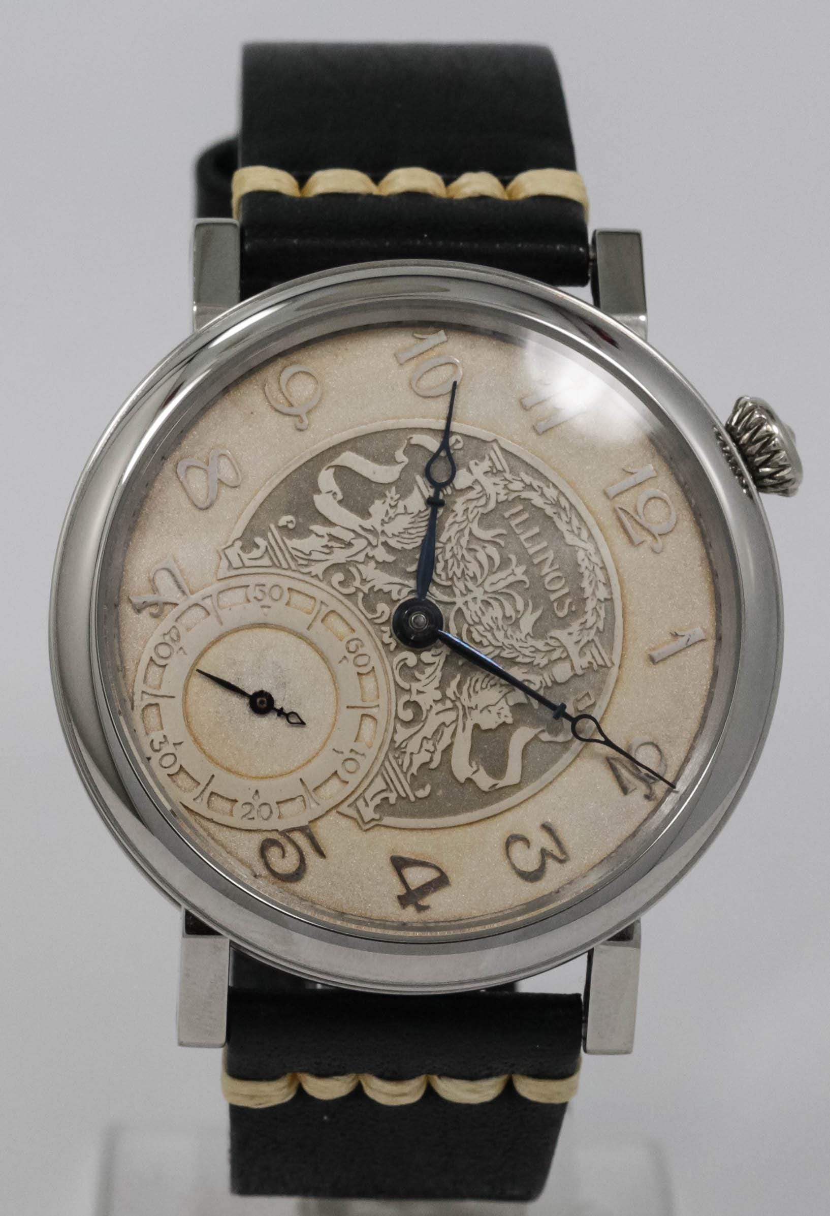 Illinois Watch USA early 1900s marriage men's watch Mechanical Movement, Metal Dial, Steel Case, Gift for Men's