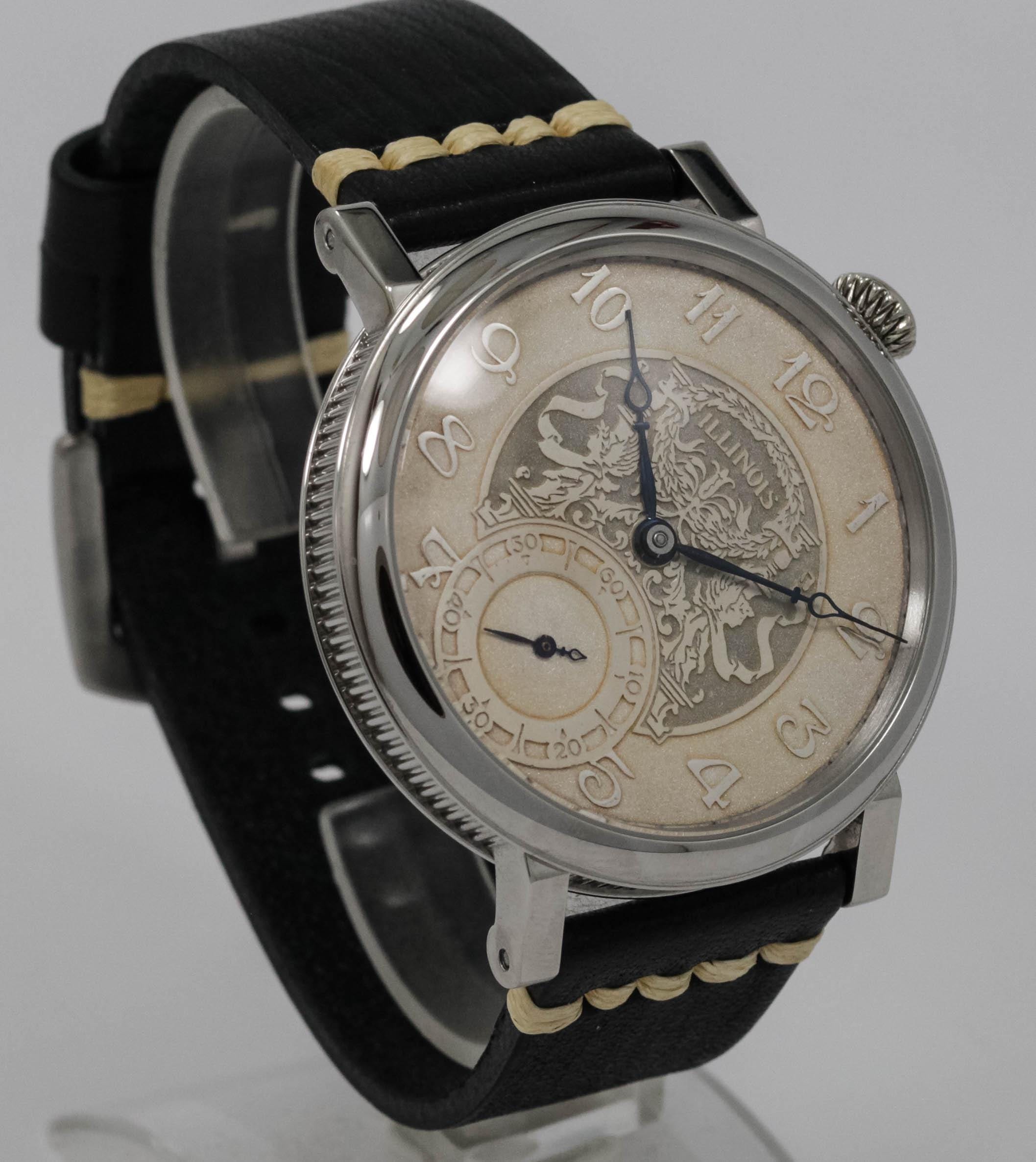 Illinois Watch USA early 1900s marriage men's watch Mechanical Movement, Metal Dial, Steel Case, Gift for Men's - Image 2
