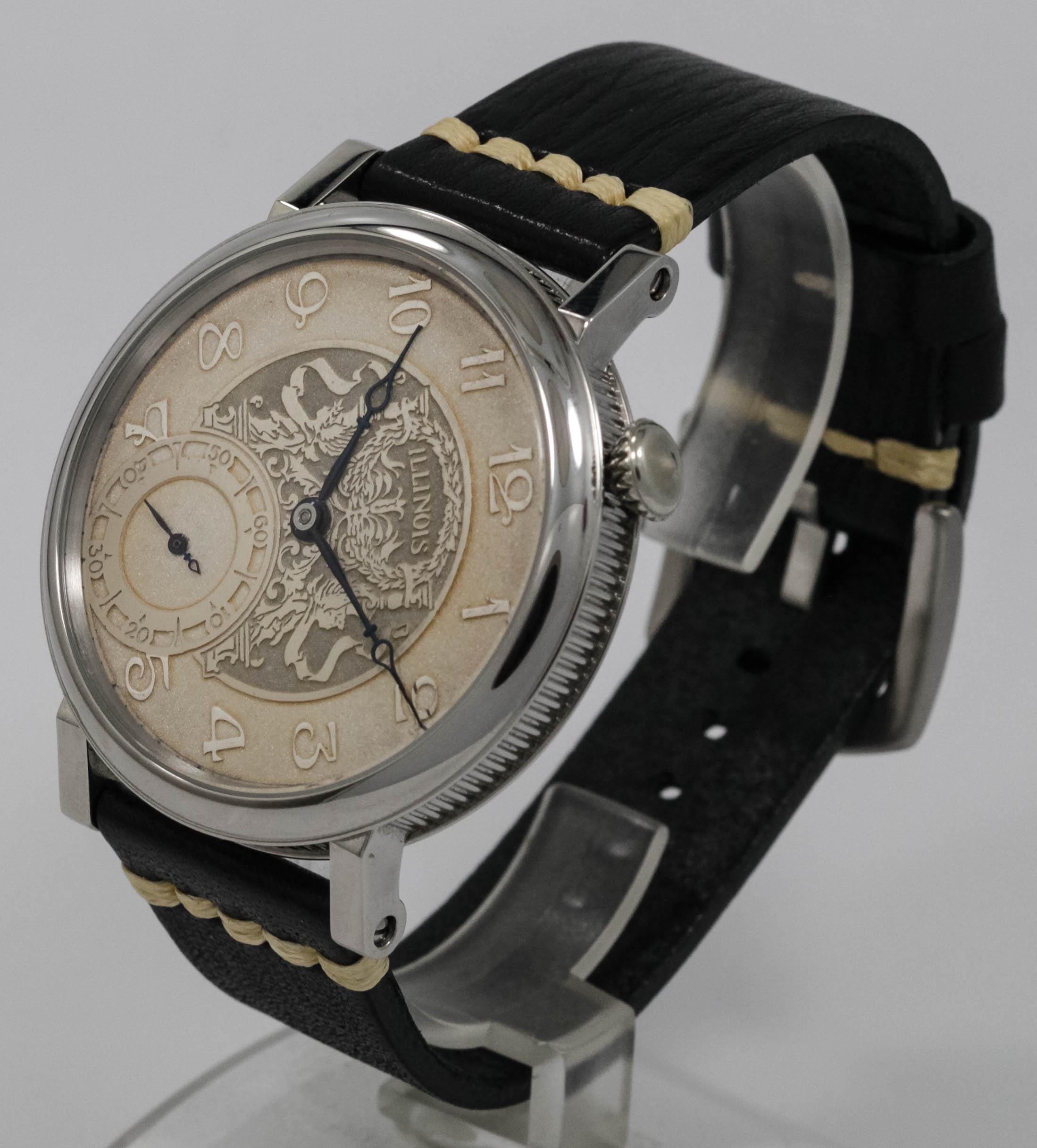 Illinois Watch USA early 1900s marriage men's watch Mechanical Movement, Metal Dial, Steel Case, Gift for Men's - Image 5