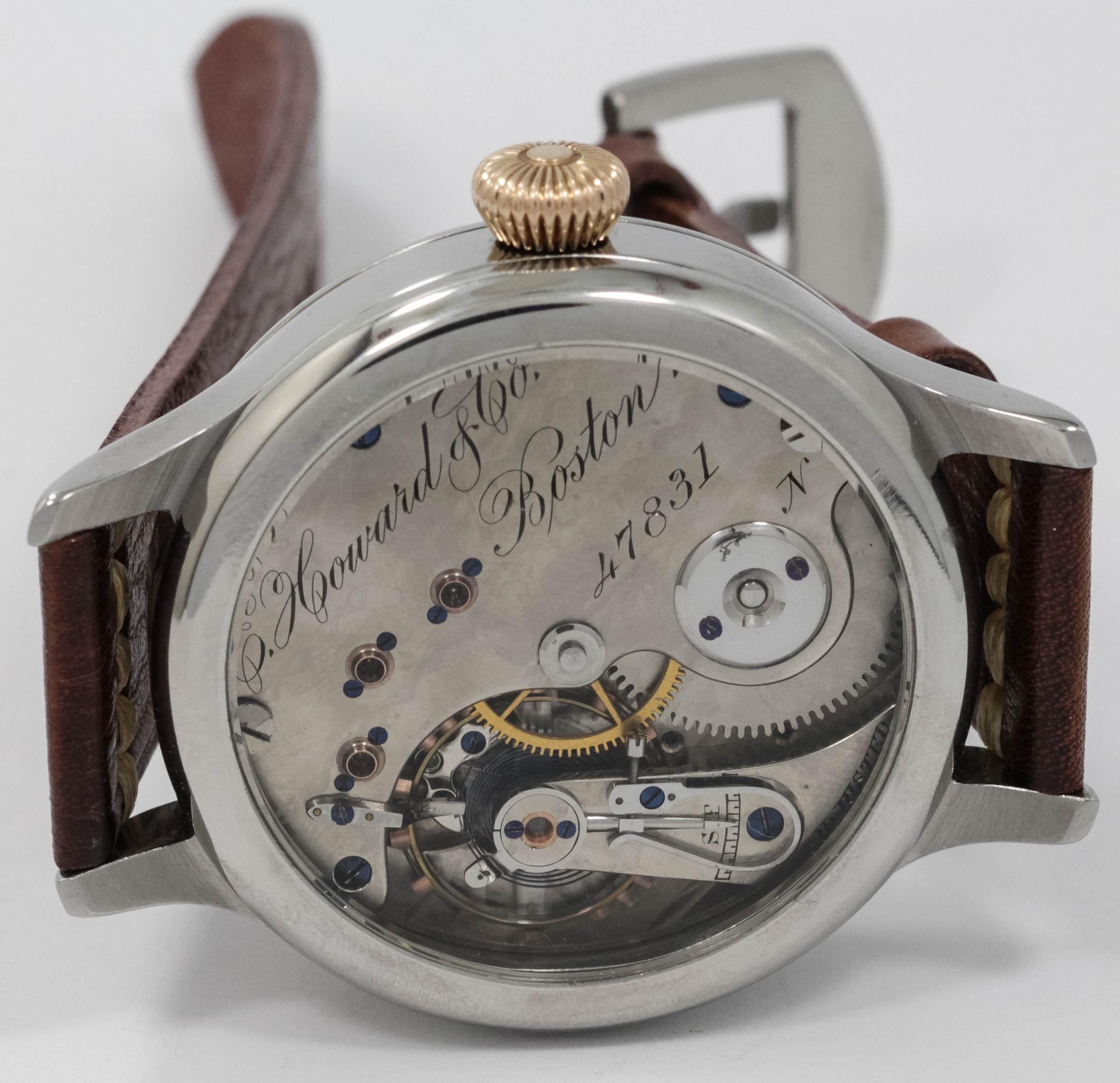 Big early E Howard Watch USA early 1900s marriage men's watch Mechanical Movement, Enamel Dial, Titanium Case, Gift for Men's - Image 6