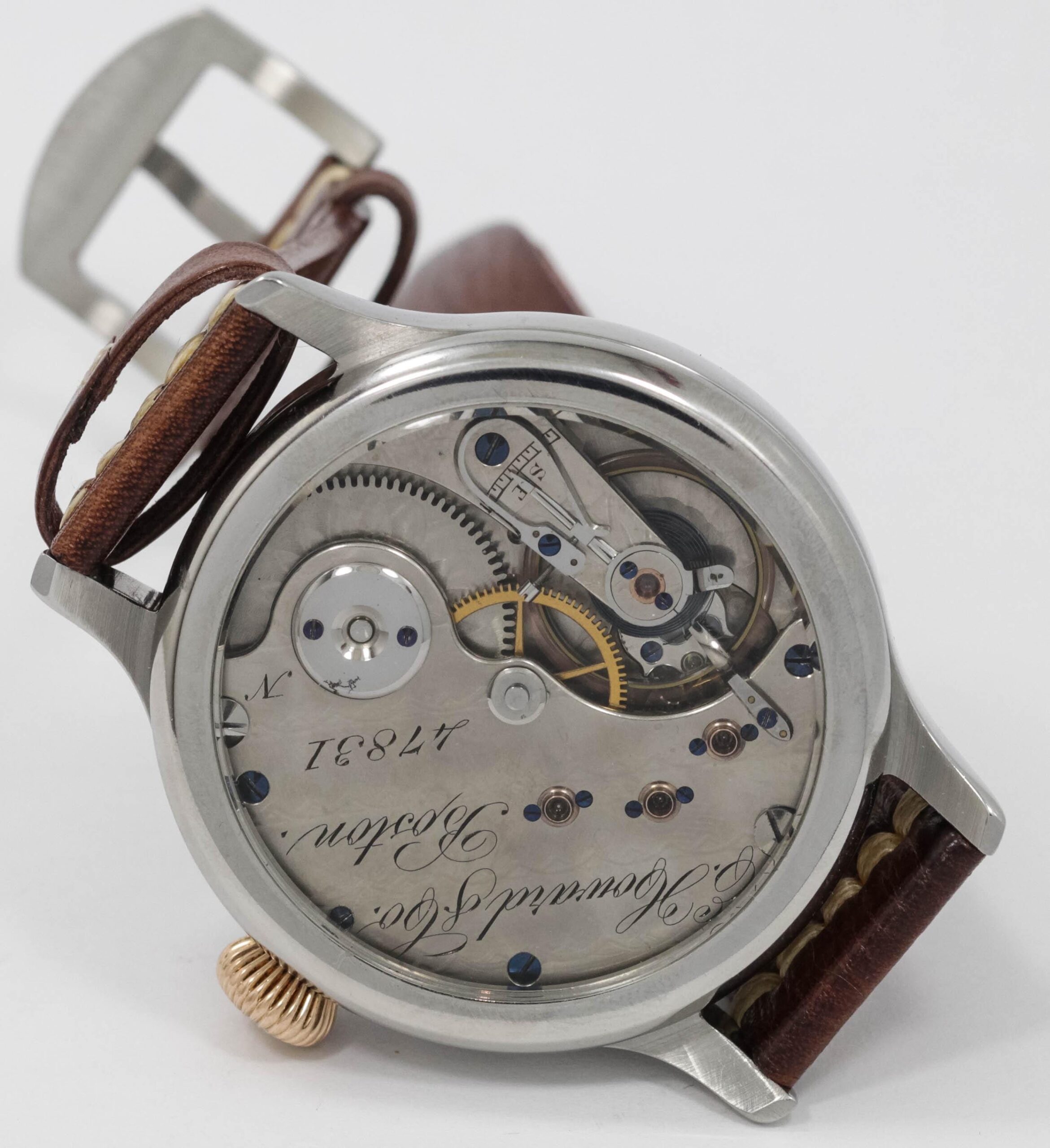 Big early E Howard Watch USA early 1900s marriage men's watch Mechanical Movement, Enamel Dial, Titanium Case, Gift for Men's - Image 8