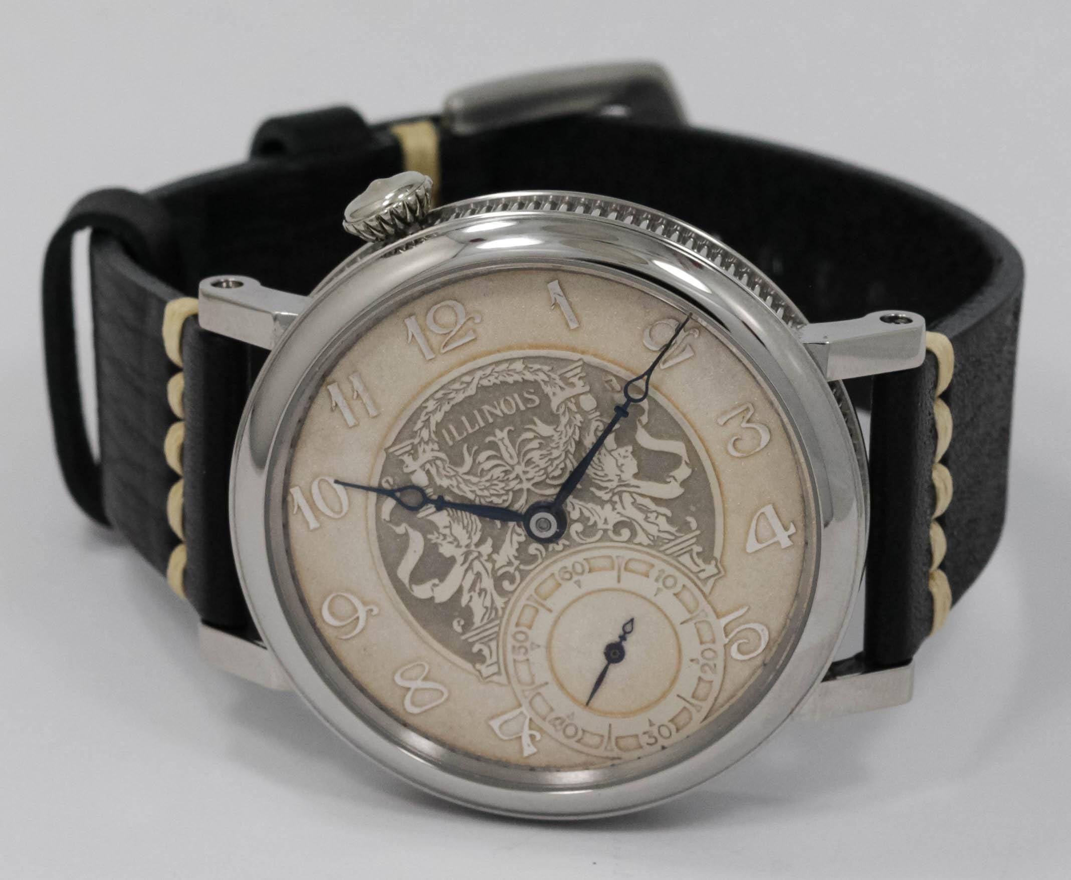 Illinois Watch USA early 1900s marriage men's watch Mechanical Movement, Metal Dial, Steel Case, Gift for Men's - Image 7