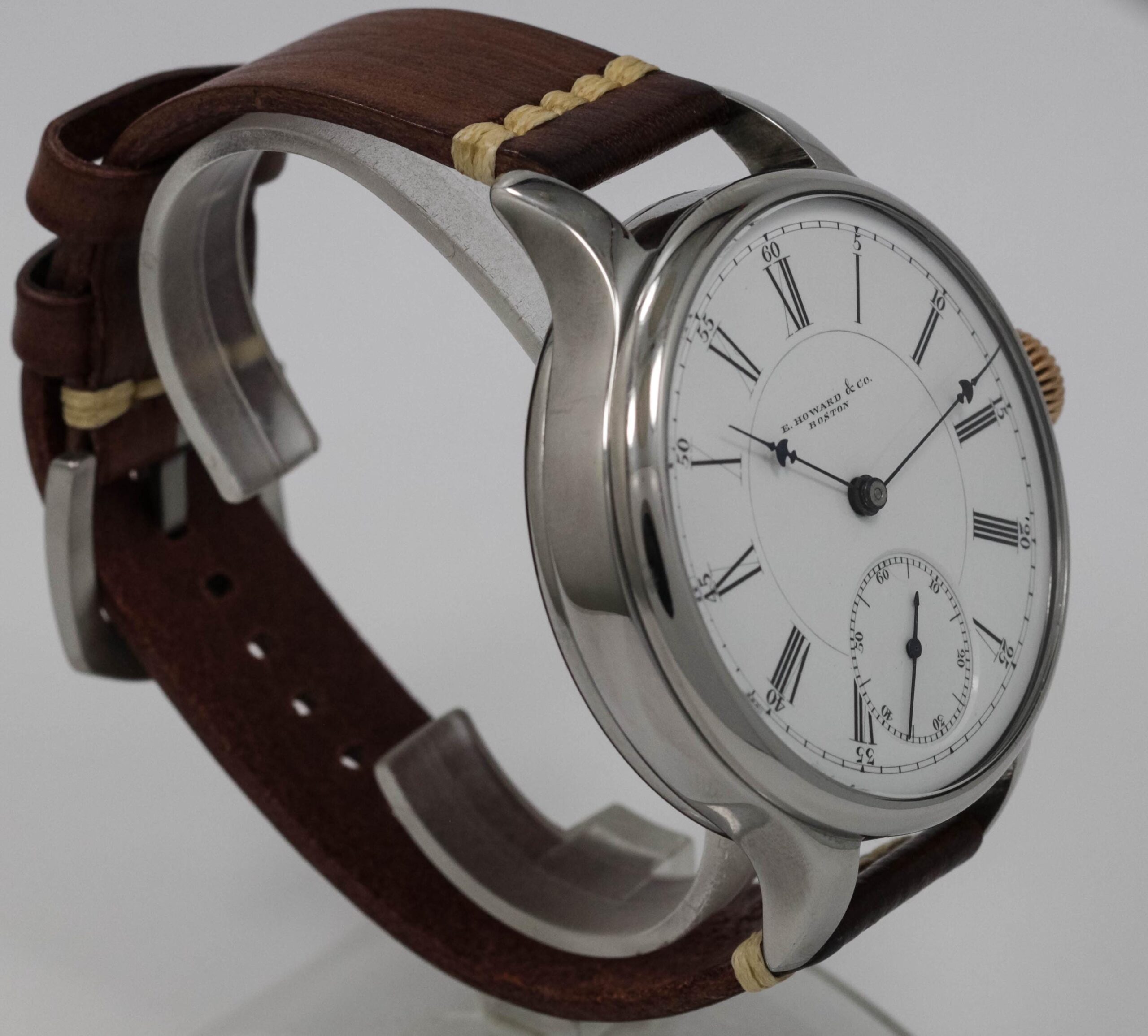 Big early E Howard Watch USA early 1900s marriage men's watch Mechanical Movement, Enamel Dial, Titanium Case, Gift for Men's - Image 3