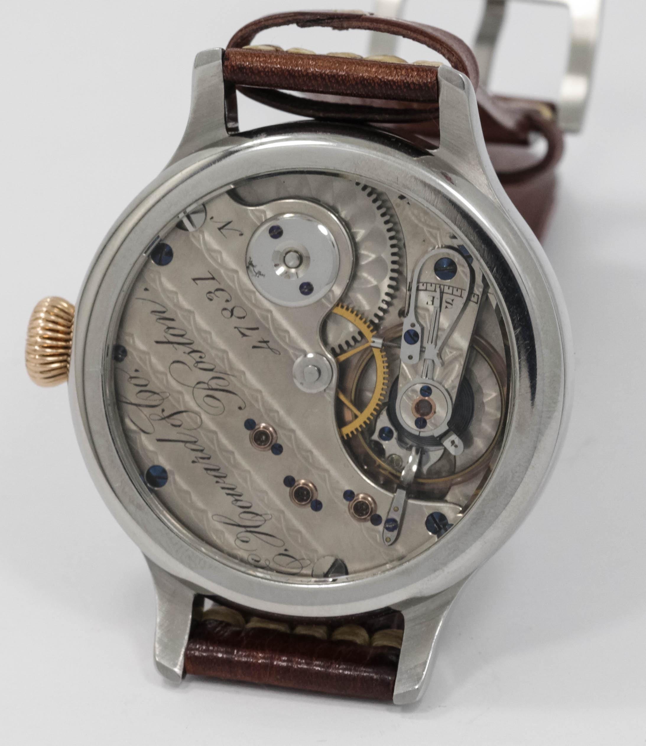 Big early E Howard Watch USA early 1900s marriage men's watch Mechanical Movement, Enamel Dial, Titanium Case, Gift for Men's - Image 7