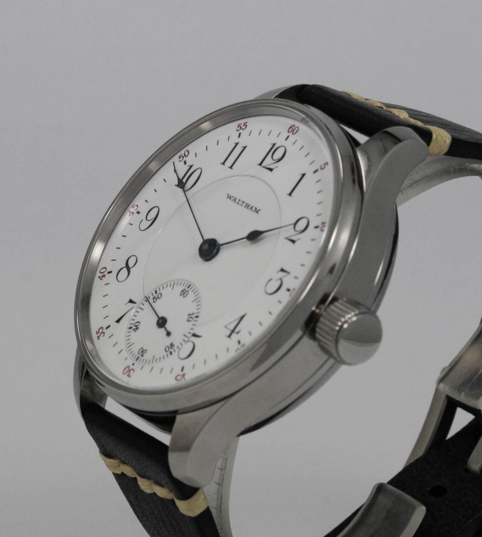 American Waltham 19 jewels marriage men's watch Mechanical Movement, Enamel Dial, Steel Case, Gift for Men's - Image 2